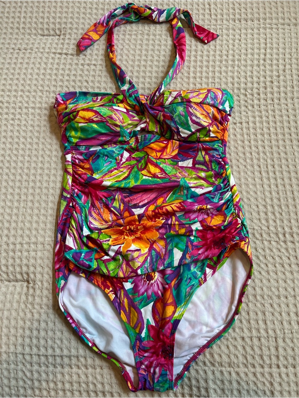 Lauren Ralph Lauren Multicolor Floral Halter One-Piece Swimsuit